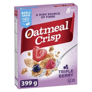 Oatmeal Crisp Petit déjeuner céréales, triple baie, haute fibre et grains entiers, 399 g
