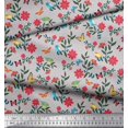 thumbnail image 2 of Soimoi Gray Poly Georgette Fabric Insect,Bird & Floral Artistic Print Fabric by The Yard 42 Inch Wide, 2 of 3