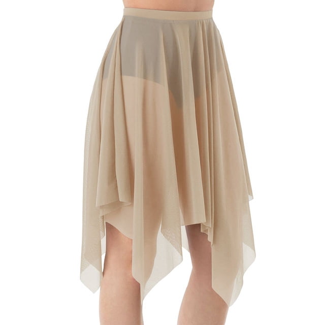 CHUANK Handkerchief Hem Mesh Wraps Ballet Classwear Dance Skirt Competition Performance Clothes with Elastic Waistband