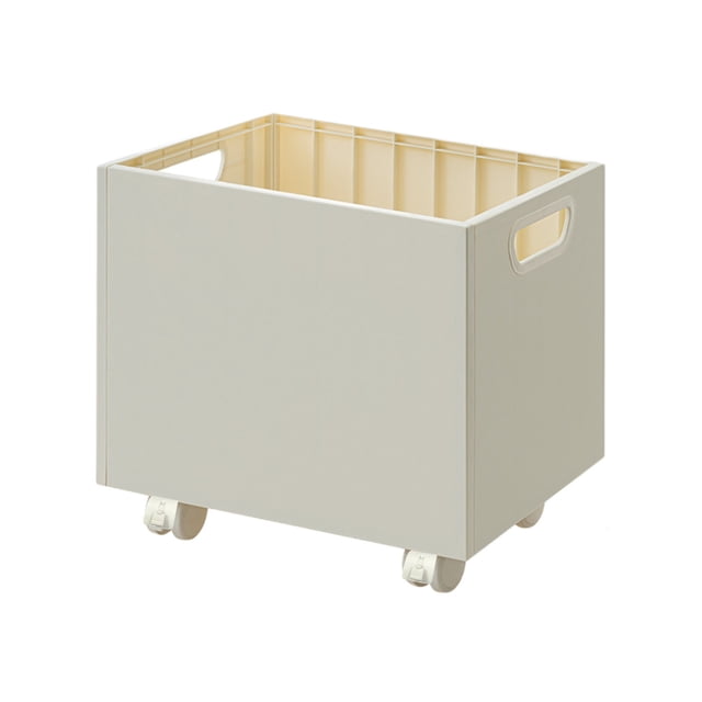 Book Storage Box Under Desk With Wheels And Handles For A4 Books 32 cm x 25 cm x 24 cm Plastic White