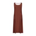 thumbnail image 5 of EQWLJWE Économies d'Été! Robes d'Été pour Femmes 2024 Décontractées Tendance, Robes pour Femmes Grande Taille en Liquidation Évasées, Robe Longue Sans Manches en Coton et Lin à Col Rond de Couleur Unie avec Poche, 5 of 5