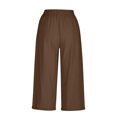 thumbnail image 3 of Women's Summer Casual Pants - Women's Summer Solid Five Points Large Size Linen Pants Casual Pants Women's Summer Solid Large Size Linen Pants Casual Capris Brown Xl, 3 of 6