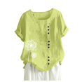 thumbnail image 1 of Plus Size Tops For Womens Casual Loose Button Linen Plus Size Daily Boho Tanic T-Shirt Blouse Tops, 1 of 6
