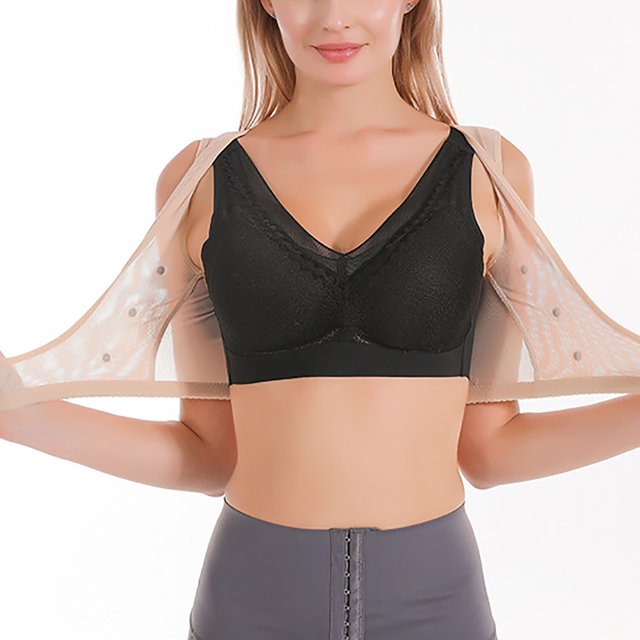 JFHHQ Women's X-Shaped Back Support Bra for Posture Correction and Lifting Front Closure Design XXL A