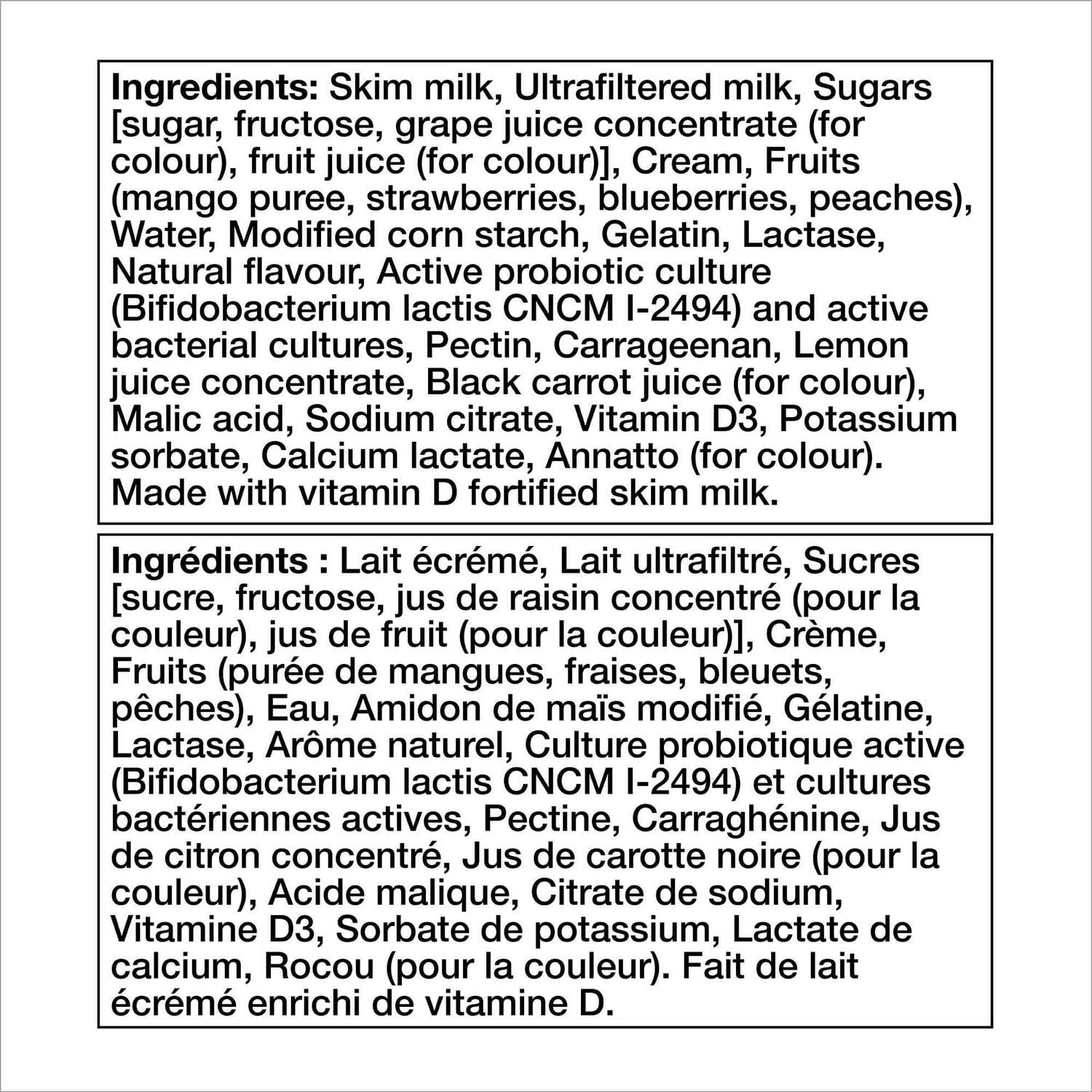 Activia Yogourt Probiotique, Sans Lactose, Fraise/bleuet/pêche/mangue, 12x100g