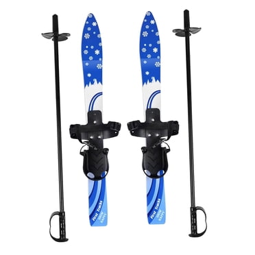 Siruishop Skis Courts et Cannes Équipement d'Hiver avec Fixations Articles de Sport pour Enfants Bleu