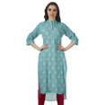 thumbnail image 1 of Moomaya Kurti Indienne Imprimée Tunique en Coton pour Femme Col Mandarin Kurta Longueur Genou, 1 of 6