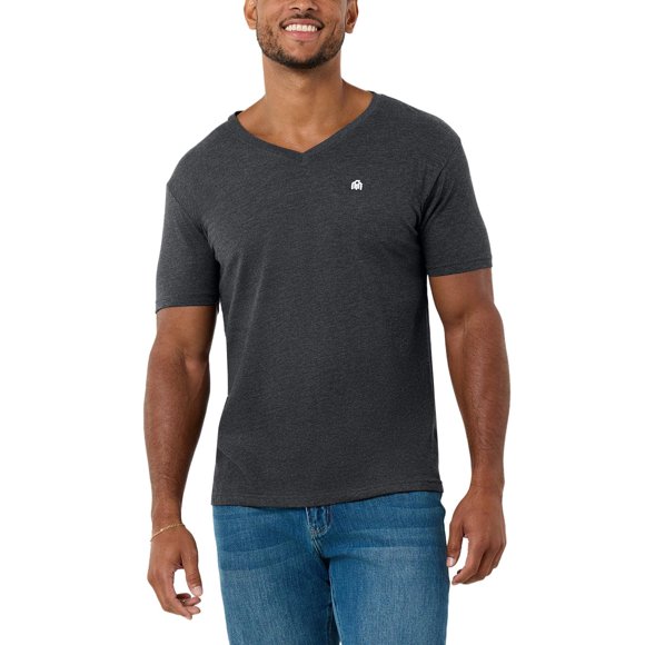 INTO THE AM V Neck T Shirts Men Fitted Casual Essential Basic Undershirt Sleep Vneck Tshirt for Guys (Charcoal Small)