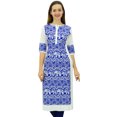 thumbnail image 2 of Phagun Kurta Droite Bleue pour Femmes Manches 3/4 Imprimée Décontractée Kurti-24, 2 of 8