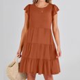 thumbnail image 1 of Robes d'Été Grande Taille pour Femmes 2024 Couleur Unie Robe à Manches Courtes Économisez jusqu'à 65 % de Rabais!, 1 of 9