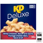 KD Cheddar blanc de luxe, bacon et ail Macaroni et surgelé au fromage Dinner, 340 g Boîte, Kraft Dinner Aile de bacon de luxe 340G