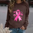 thumbnail image 2 of QATAINLAV Chandail de Sensibilisation au Cancer du Sein pour Femmes, Chemises à Ruban Rose, Chandail Décontracté à Col Rond, Hauts à Enfiler, Blouse à Manches Longues d'Extérieur, Ventes du Jour, Brun TG, 2 of 5