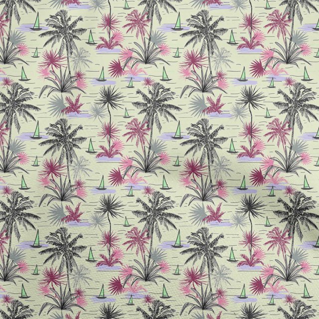 oneOone Rayon Light Yellow Fabric Sea Life Pattern Sewing Material Print Fabric By The Yard 56 Inch Wide