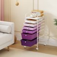 thumbnail image 3 of Costway 6-Drawer Rolling Art & Craft Storage Cart with Removable Drawers & Metal Frame, Lockable Wheels Gradient Purple, 3 of 10
