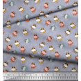thumbnail image 2 of Soimoi Georgette Viscose Fabric Triangle & Cow Cartoon Print Fabric by Yard 42 Inch Wide, 2 of 3