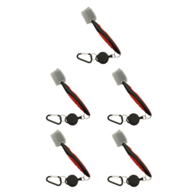 Redempat Stainless Steel Golf Club Brush Portable Solid Color Shoe Brushes Red with Lid 5Set