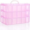 thumbnail image 1 of EIGTHTAIL Casewin 3 Tier Blue Transparent Plastic Stackable Storage Box - Adjustable Compartment Slots - Max 30 Compartments - Container for Storing & Organising Toys  Jewellery  Beads  A, 1 of 9