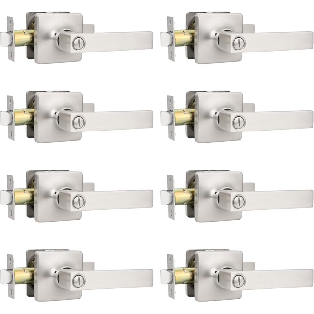 Brushed Nickel Door Handles Nickel Door Lever Privacy Use Door Lock Set Interior Bathroom/Bedroom Door Handle Satin Nickel Reversible for Left Right Sided Doors