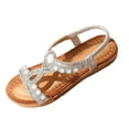 thumbnail image 2 of Tranfacy Summer Shoes,Womens Sandals,Women Large Bohemian Elastic Rhinestone Flower Roman Sandals, 2 of 4