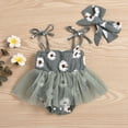 thumbnail image 2 of MIASHUI Barboteuse Sans Manches à Imprimé Floral pour Filles, Robe Tutu en Maille avec Bandeaux, Vert, 0-3 Mois, 2 of 6