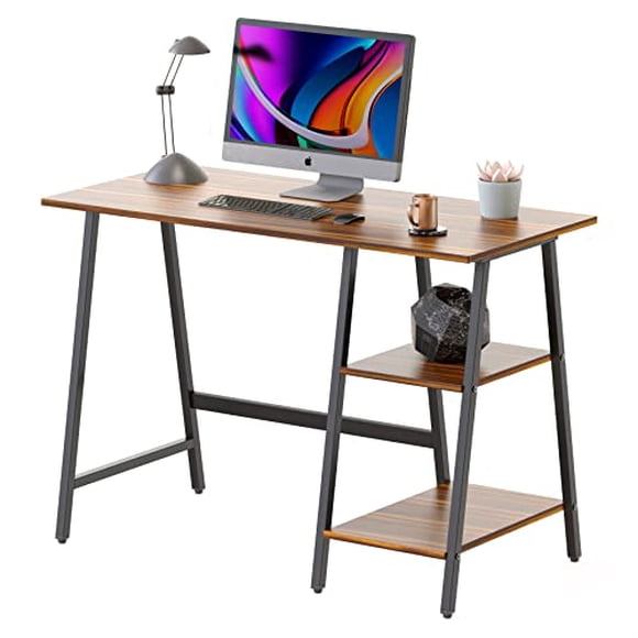 SHW Trestle Home Office Computer Desk, Walnut