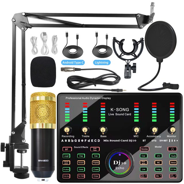 Ensemble de microphone Carte Son Professionnelle/karaoké/diffusion en Direct/studio Carte Son Dédiée