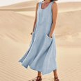 thumbnail image 2 of Robe Salopette 2025 pour Femmes Robes Portefeuille pour Femmes Robe d'Été Décontractée en Denim Robe à Bretelles avec Poches Robe Courte Décontractée Mini-Robe Ajustable, 2 of 5