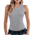 thumbnail image 1 of Yuyuzo Camisoles pour Femmes Col Rond Sans Manches Couleur Unie Sans Coutures Extensibles Couche de Base T-Shirts, 1 of 6