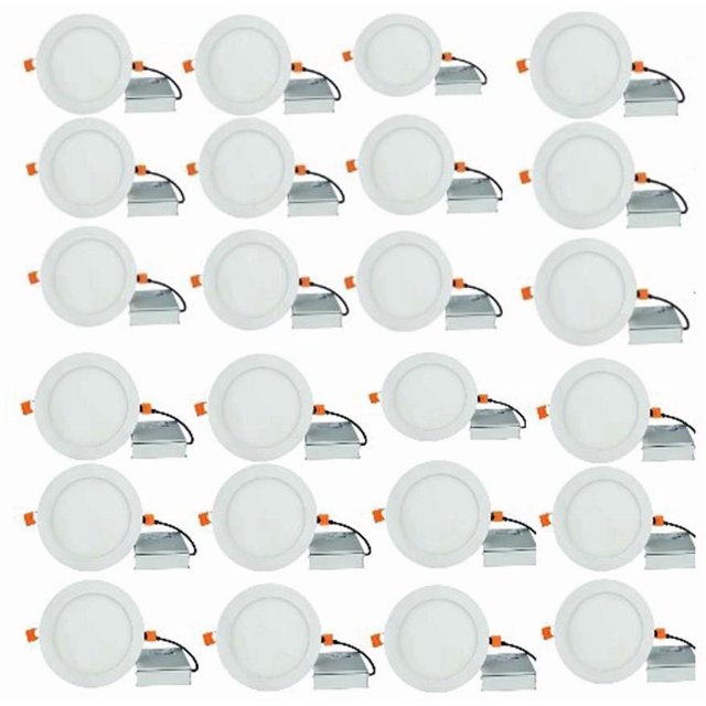 American Imaginations 24 Pieces Set Of 6-in. W Round Aluminum Semi-Recessed Pot Lights In White AI-29248