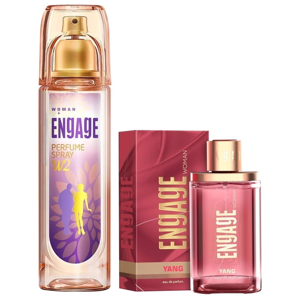Engage W2 Perfume Spray 120ml, 4.05 Fl.oz. + Yang Eau De Parfum 100ml, 3.4 Fl.oz. For Women | With Fruity & Floral Notes | Skin Friendly Perfume For Girls & Boys - Long Lasting