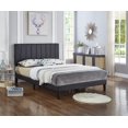 thumbnail image 1 of Black PU Leather Bed w Adjustable Headboard w Vertical Tufting - King, 1 of 1