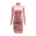 thumbnail image 4 of Gspmoly Robes pour Femmes, Mode Robe Décontractée à Manches Longues Unie pour Dames en Velours Doré à Col Montant Mi-Haut Robe Ajustée Robe de Cocktail Aubaines du Jour, 4 of 9