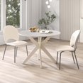 thumbnail image 2 of Costway Round Dining Table 36" Faux Marble Tabletop Rubber Wood Legs Kitchen White, 2 of 10