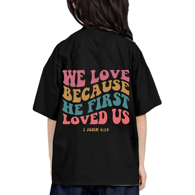 PMVFHDE Hauts de Mode pour Filles Hauts pour Fille Hauts pour Filles Hauts d'Été de Mode pour Fille T-Shirts Tendance pour Filles T-Shirt Imprimé à Col Rond à Manches Courtes pour Garçons et Filles Noir, 10-11 Ans