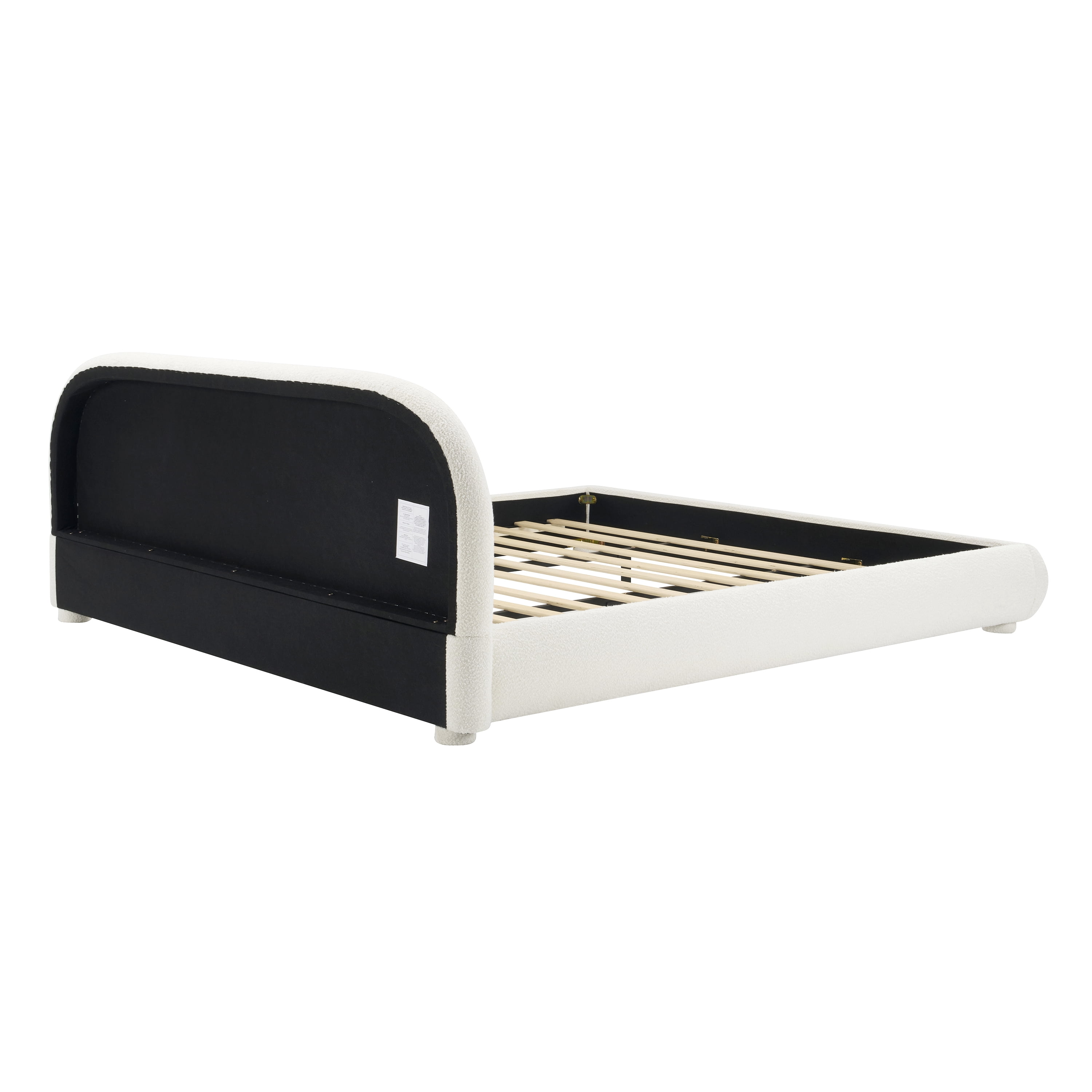 Noble House Lit rembourré Style Queen Cream, tête de lit en tissu texturé courbé avec cadre solide, blanc crémeux