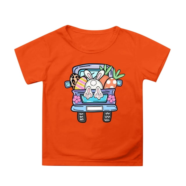 TZEWGL Tees For Child Cartoon Printed Round Neck Short Petal Sleeved Clothing For Infnants size 6-7T
