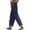Navy, variant on Nfurl Womens Pants with Pockets Elastic Waist Drawstring Cotton Linen Summer Pants Trendy Striped Hems Beach Vacation Casual Pants Black,S