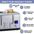 thumbnail image 2 of CUSIMAX 4 Slice Toaster, Ultra-Clear LED Display & Extra Wide Slots, Dual Control Panels of 6 Shade Settings, Cancel/Bagel/Defrost Function, Removable Crumb Trays, Stainless Steel, 2 of 6