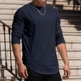 thumbnail image 4 of RXIRUCGD Haut Décontracté pour Homme, Col Rond en Tricot, Faux Haut de Sport Décontracté, Haut/chemise à Manches Longues à Col Rond, Bleu Marine, Taille : L, 4 of 8
