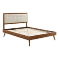 thumbnail image 2 of Modway Willow Queen Wood Platform Bed with Splayed Legs in Walnut/Beige, 2 of 11