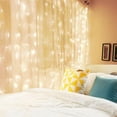 thumbnail image 3 of Guirlande Lumineuse Rideau Guirlandes Scintillantes, 8 Modes d'Éclairage Télécommande à Intensité Réglable Lumière Blanc Chaud pour Chambre Noël Mariage Fête Maison Jardin Extérieur Intérieur Décorations Murales, 3 of 5