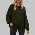 thumbnail image 2 of WUANDIXFA Chandails d'Automne pour Femmes Chandails Tendance pour Femmes Chandails à Manches Longues Fente Latérale Col Rond Chandails Molletonnés à Enfiler Hauts de Mode pour Femmes Vêtements Corset Vêtements d'Extérieur Vert,P, 2 of 5