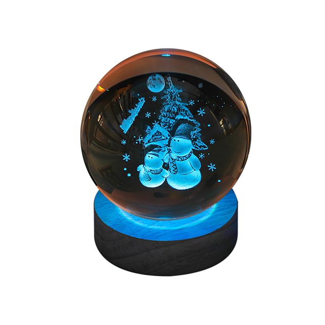 MesaSe 3d Glowing Crystal Ball Night Light Ornament Creative Coloful Night Scene Lamp With Base For Home Decor Gift