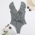 thumbnail image 2 of Women's Bikini Swimsuit Ruffles Two Pieces Bikini Set, Gray Green M, 2 of 5