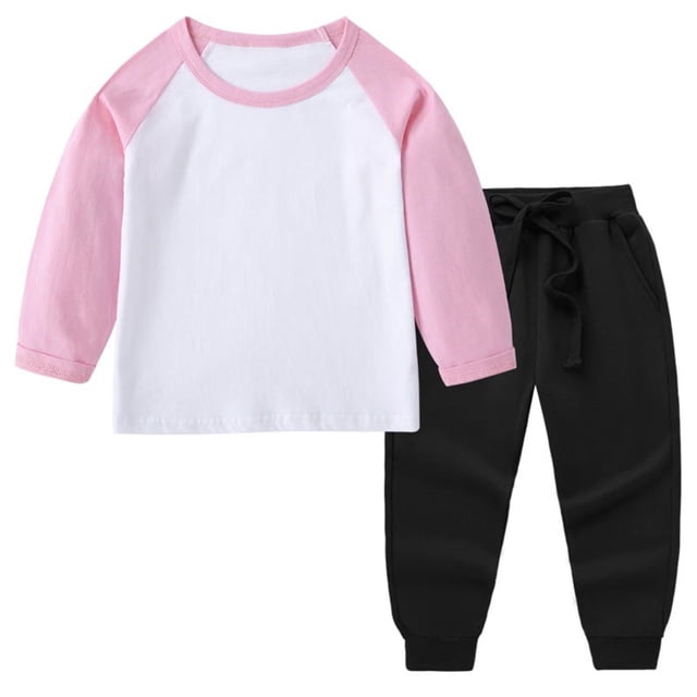 Survêtement pour Enfants, Haut à Manches Raglan et Col Rond avec Pantalon Jogger à Taille Élastique, Mélange Doux Polyester-Spandex pour un Jeu Confortable et un Usage Quotidien