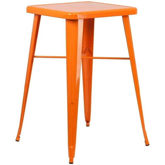 Flash Furniture Table de Bar Carrée en Métal de 28 Pouces Orange