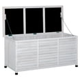 thumbnail image 1 of Outsunny Coffre de Terrasse en Bois Conteneur de Rangement Extérieur avec Fente d'Aération Blanc, 1 of 10