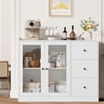 thumbnail image 1 of Buffet Cabinet with Storage, 43" Modern Sideboard Kitchen Cabinet with 3 Drawers, Wood Buffet Table for Kitchen, Dining Room, White, 1 of 8
