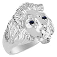 thumbnail image 3 of RYLOS RingsSterling Silver* Conversation Starter Diamond & Gorgeous Precious Ruby, Sapphire or Emerald Lion Head Ring Size 13, 3 of 7