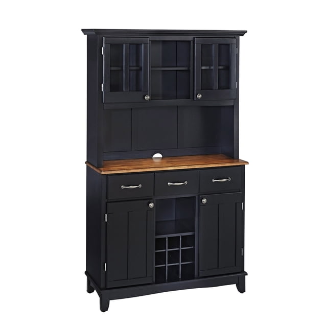 Homestyles Buffet of Buffets Wood Buffet with Hutch in Black
